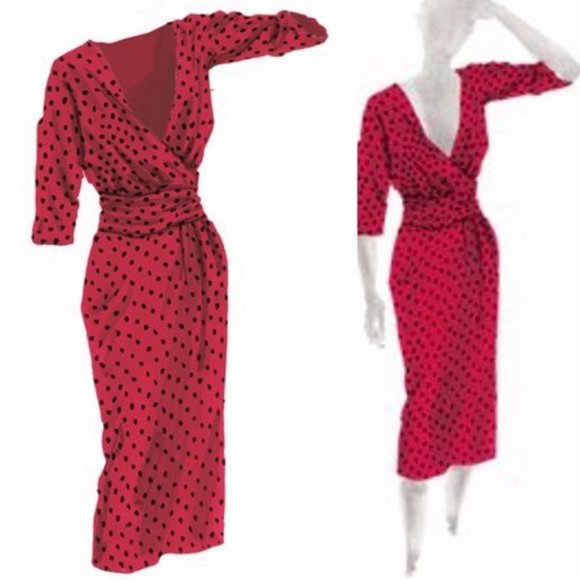 HOLIDAYS! J. Peterman Polka Dot Cummerbund Dress NWOT • Size 2 - Picture 7 of 8